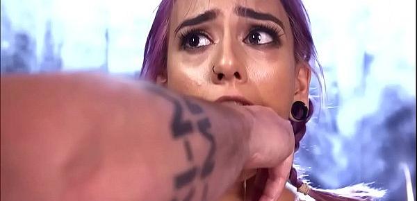Little slut is toyed on device bondage